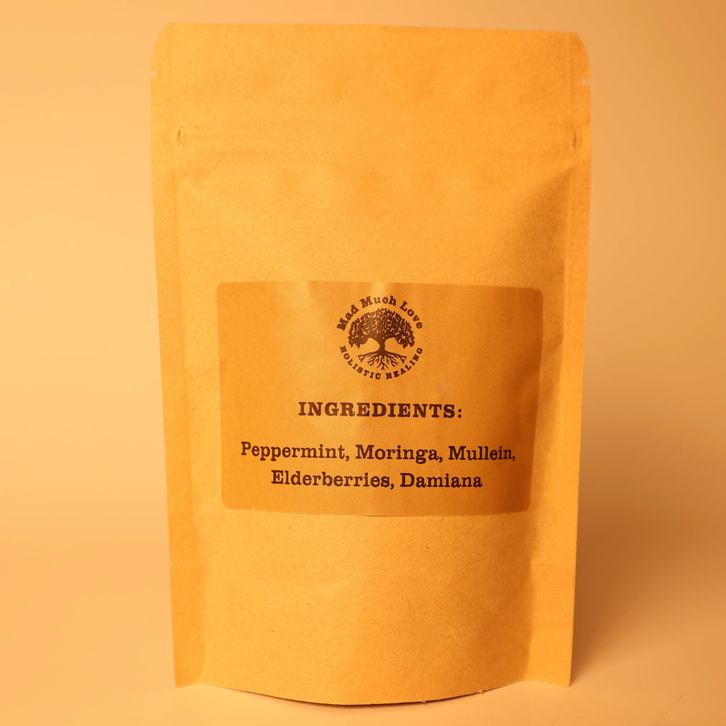 Ingredients: Mentha Piperita (Peppermint), Moringa Oleifera Lam (Moringa), Verbascum (Mullein), Sambucus (Elderberries), Turnera Diffusa (Damiana)